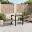 Set comedor de jardín 3 piezas con cojines ratán sintético gris