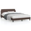 Estructura de cama cabecero cuero sintético marrón 140x190 cm