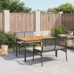 Set comedor de jardín 3 pzas con cojines ratán sintético negro