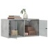 Mueble pared puertas vidrio 2 uds gris hormigón 68,5x37x35