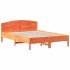 Estructura cama con cabecero madera pino marrón cera 140x200