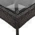 Mesa de jardín superficie de vidrio ratán PE negro 80x80x75