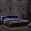 Estructura de cama con cabecero y luces LED negra 200x200 cm