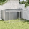 Caseta perros con corral acero galvanizado gris 197x194x110 cm