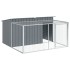 Caseta perros con corral acero galvanizado gris 197x194x110