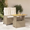 Set comedor de jardín 2 pzas con cojines ratán sintético beige