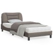 Estructura de cama con cabecero de tela gris taupe 90x190 cm