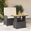 Set comedor de jardín 2 pzas con cojines ratán sintético negro