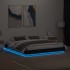 Estructura de cama con luces LED negro 180x200