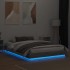 Estructura de cama con luces LED gris Sonoma 160x200