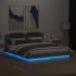 Estructura de cama cabecero luces LED gris Sonoma 160x200