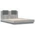 Estructura de cama cabecero luces LED gris Sonoma 120x200