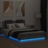 Estructura de cama cabecero luces LED gris Sonoma 120x200