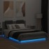 Estructura de cama cabecero luces LED gris Sonoma 140x200