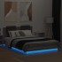 Estructura de cama cabecero luces LED gris Sonoma 150x200