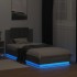 Estructura de cama cabecero luces LED gris Sonoma 90x200