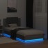 Estructura de cama cabecero luces LED gris Sonoma 100x200