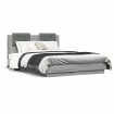 Estructura de cama cabecero luces LED gris Sonoma 140x190 cm