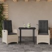 Set comedor de jardín 3 pzas cojines ratán sintético gris claro