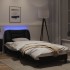 Estructura cama con LED cuero sintético negro y blanco