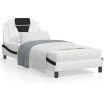 Estructura de cama con cabecero cuero sintético blanco y negro