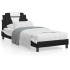 Estructura cama cabecero cuero sintético negro blanco 90x200