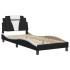 Estructura cama cabecero cuero sintético negro blanco 90x200