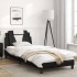 Estructura cama cabecero cuero sintético negro blanco 90x200