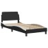 Estructura cama cabecero cuero sintético negro blanco 90x200