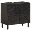 Armario de lavabo de baño madera maciza mango negro 62x33x58 cm