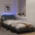 Estructura de cama con luces LED tela gris claro 80x200