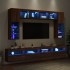 Muebles de TV de pared con luces LED 8 piezas marrón