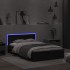 Estructura de cama con cabecero y luces LED negro 135x190