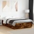 Estructura cama con luces LED madera roble ahumado 150x200