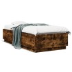 Estructura cama con luces LED madera roble ahumado 100x200 cm