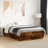 Estructura cama con luces LED madera roble ahumado 140x190