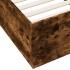 Estructura de cama con luces LED madera roble ahumado 90x200