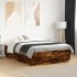 Estructura cama con luces LED madera roble ahumado 120x190