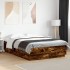 Estructura cama con luces LED madera roble ahumado 160x200