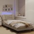 Estructura de cama con luces LED tela crema 90x200