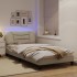 Estructura de cama con luces LED tela crema 100x200