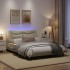 Estructura de cama con luces LED tela crema 120x200