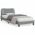 Estructura de cama con luces LED tela gris claro 90x190