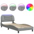 Estructura de cama con luces LED tela gris claro 90x190