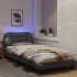 Estructura de cama con luces LED tela gris claro 90x190