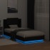 Estructura de cama con cabecero y luces LED negro 90x190