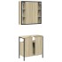 Set de muebles de baño 2 pzas madera contrachapada roble