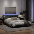 Estructura de cama con luces LED tela gris oscuro 160x200