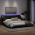 Estructura de cama con luces LED tela negro 200x200