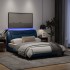 Estructura de cama con luces LED tela azul 140x200